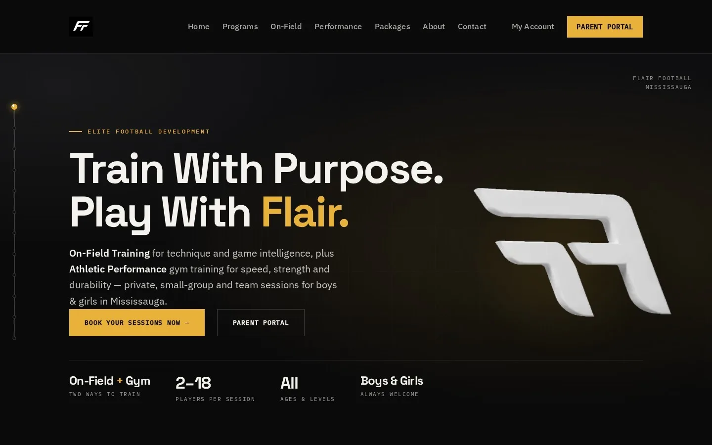 Flair Football website on a desktop