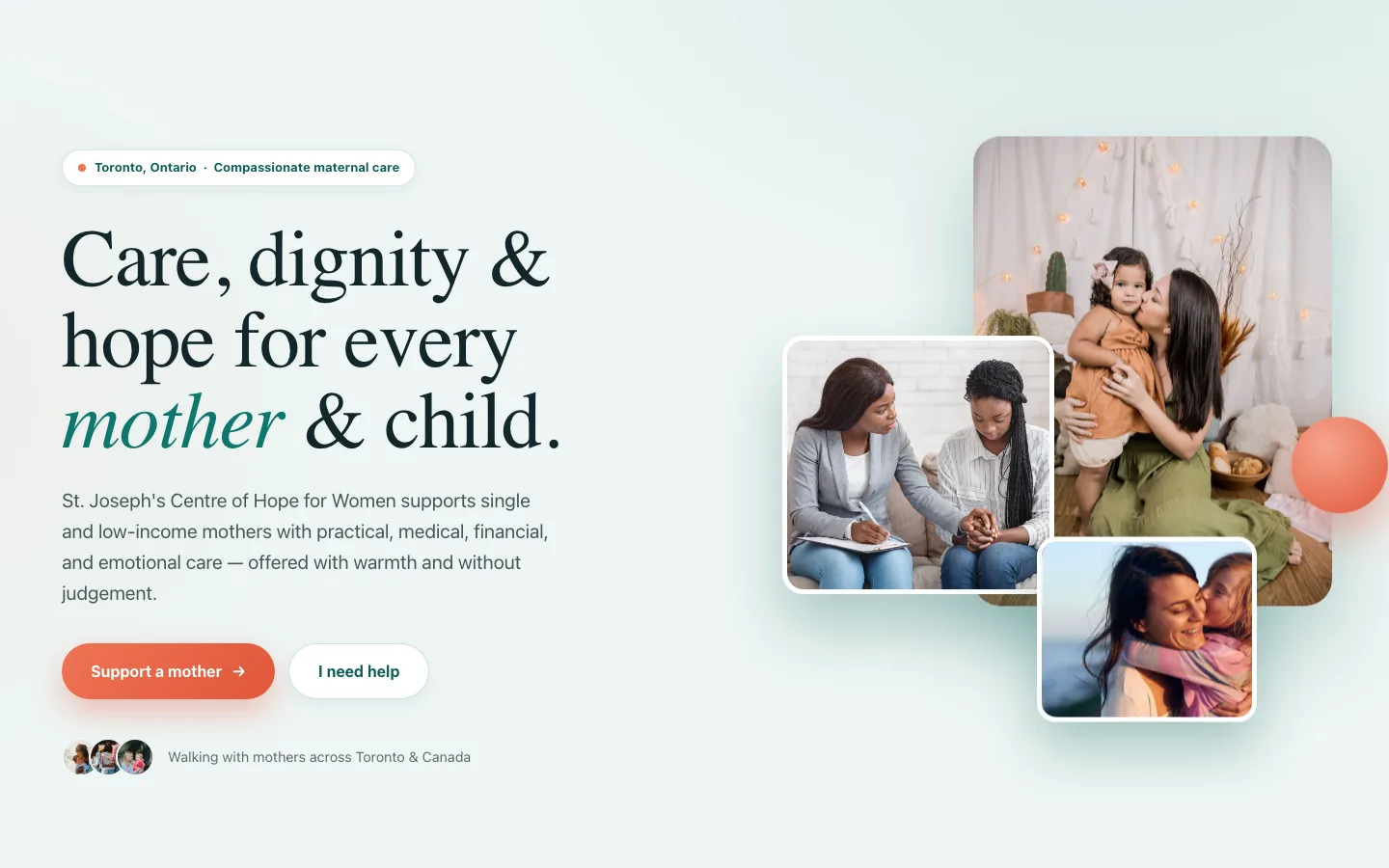Saint Joseph's Centre of Hope website on a desktop