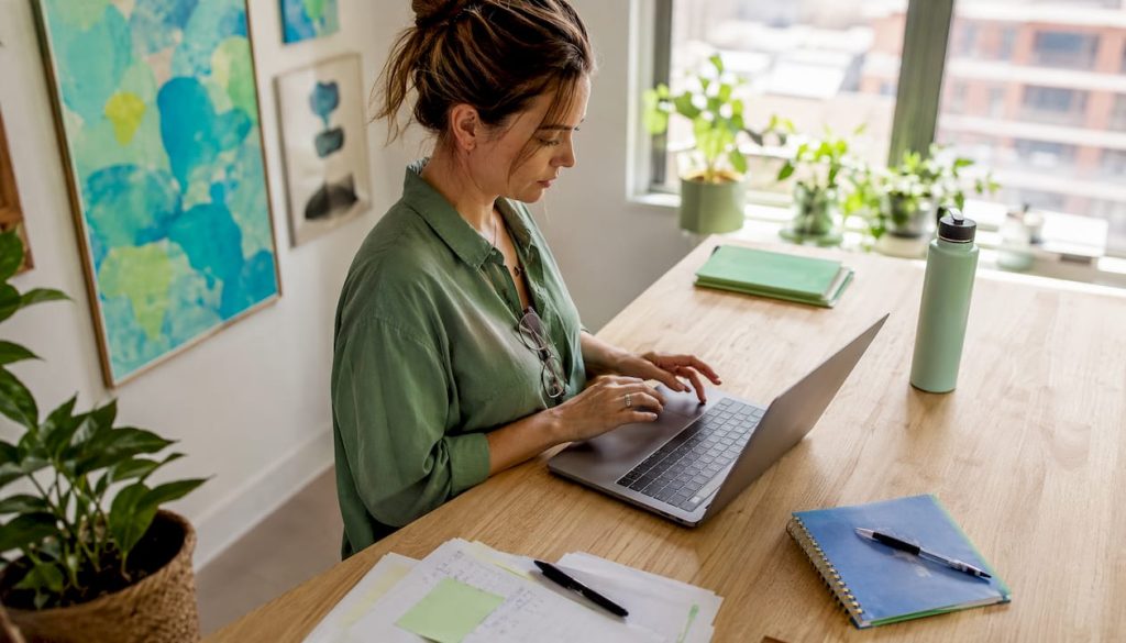 Nonprofit manager crafting email marketing