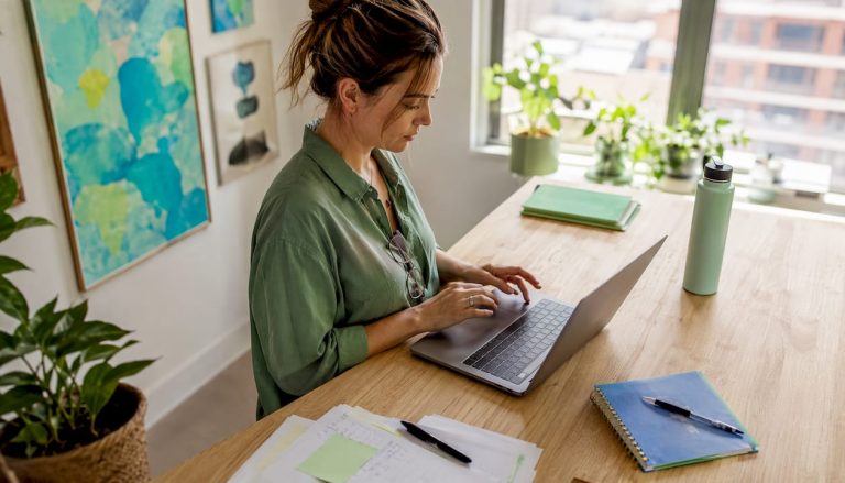 Nonprofit manager crafting email marketing