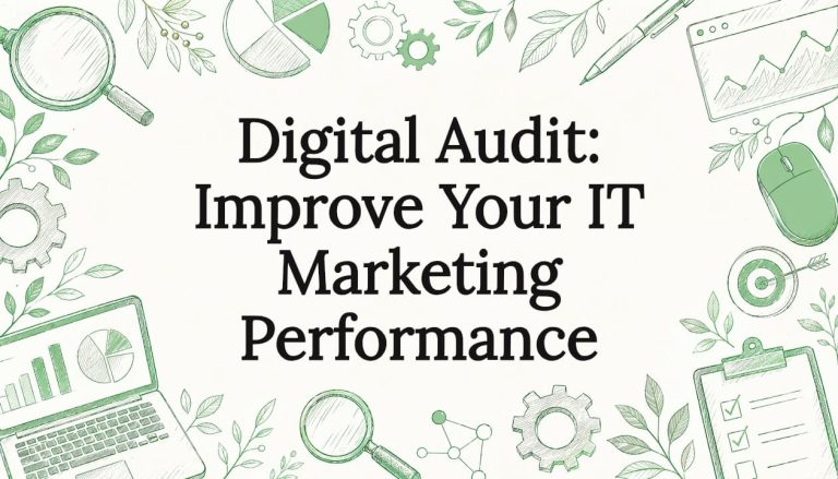 Decorative digital audit title card illustration
