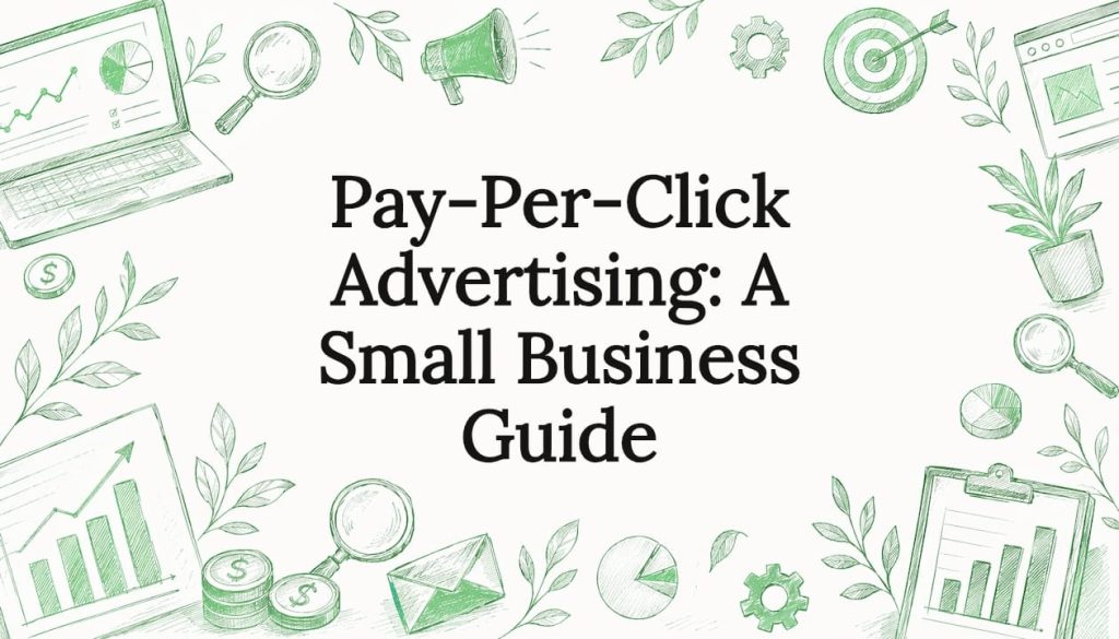 Decorative pay-per-click advertising title card illustration