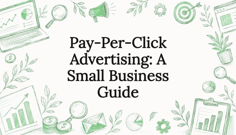 Decorative pay-per-click advertising title card illustration