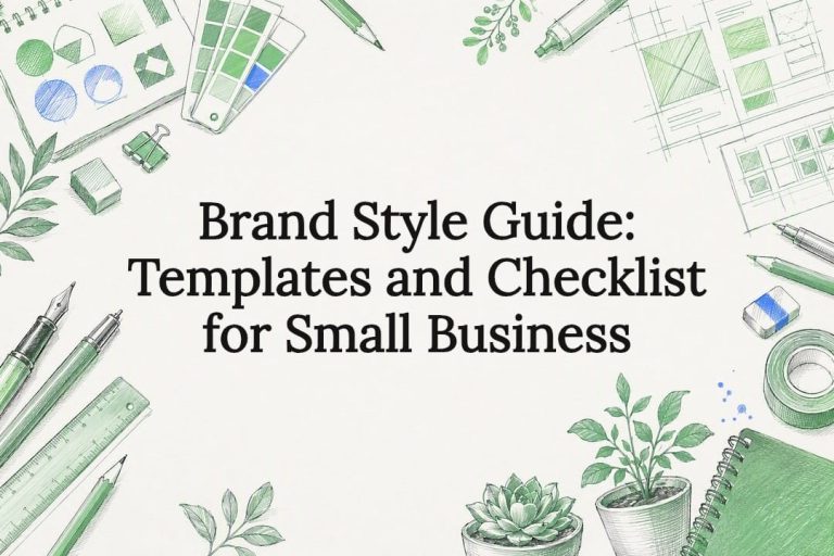Decorative brand style guide title card illustration