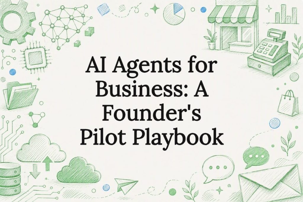 Decorative AI and business themed title card illustration