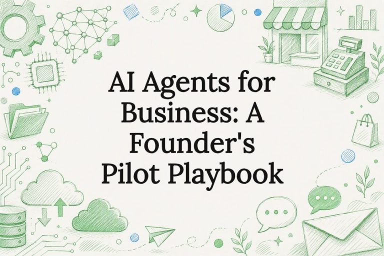 Decorative AI and business themed title card illustration
