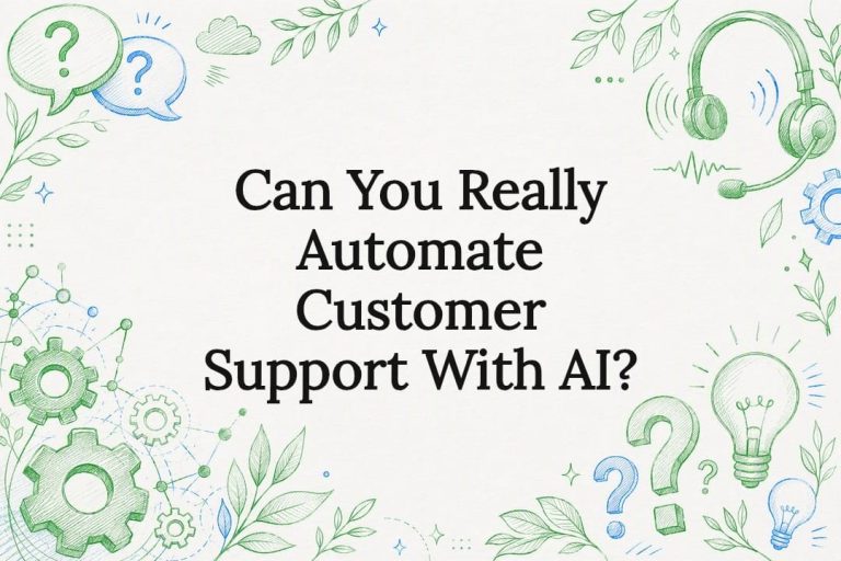 Decorative title card illustration for AI customer support article