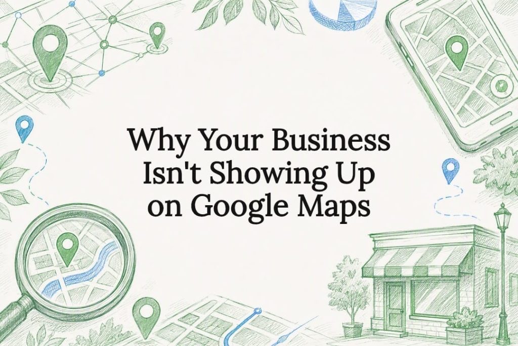 Decorative title card illustration emphasizing local business and maps