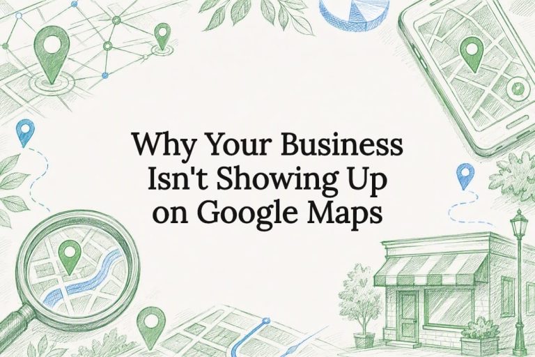 Decorative title card illustration emphasizing local business and maps