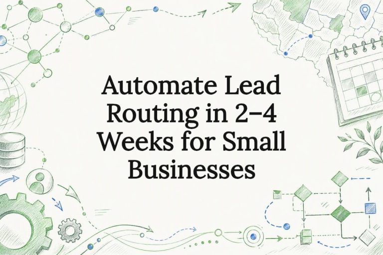 Decorative title card illustration for lead routing automation