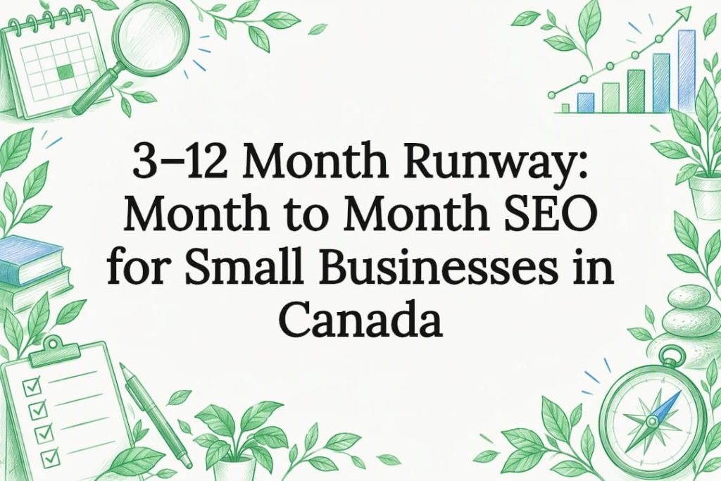 Decorative SEO month-to-month roadmap title card