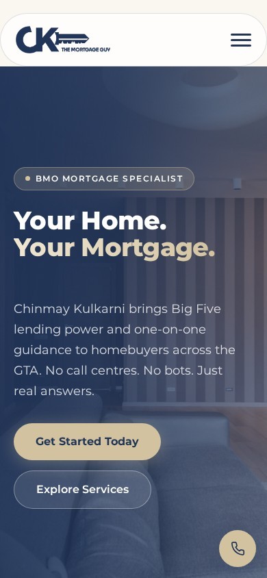 CK The Mortgage Guy website on a phone