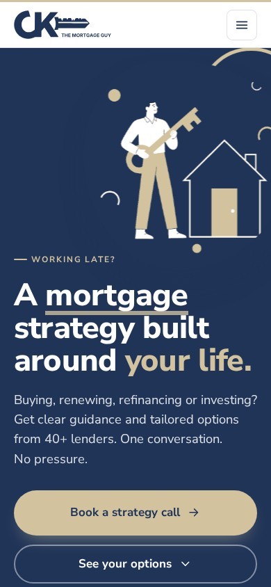 CK The Mortgage Guy website on a phone