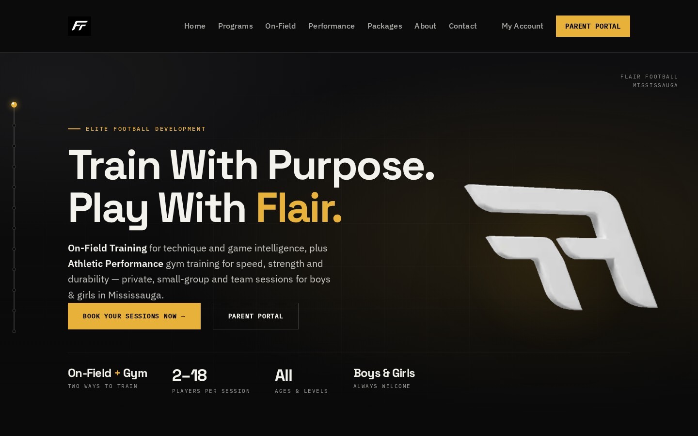 FlairFootball website on desktop